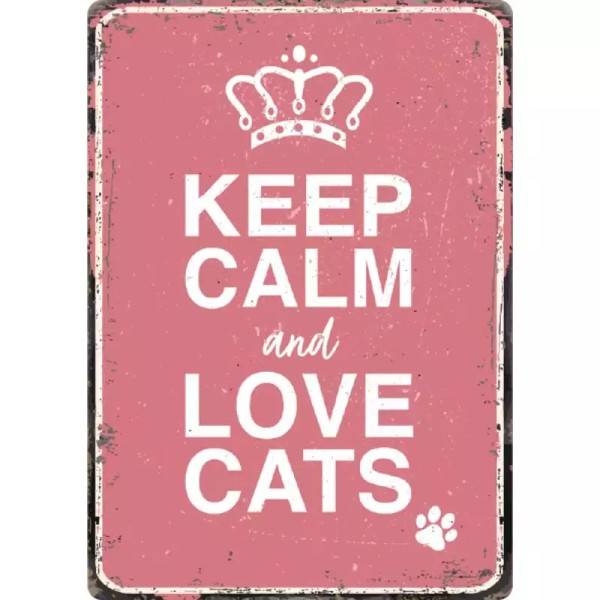 Metallschild "Keep Calm and Love Cats (v)"